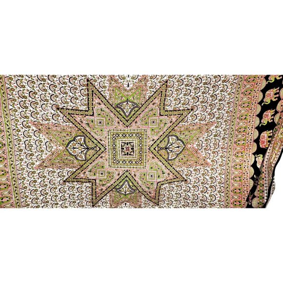 Table Cloth Wall Hanging Indian Mandala Elephant 7ft5" X 7ft5" Cotton Bohemian - Picture 3 of 6